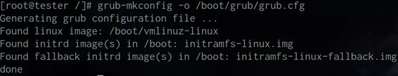 grub configuration success example