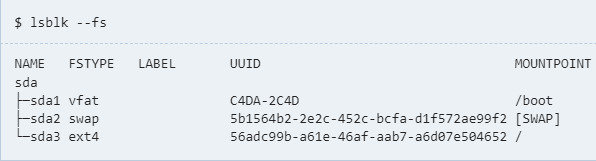 Example output of lsbk –fs